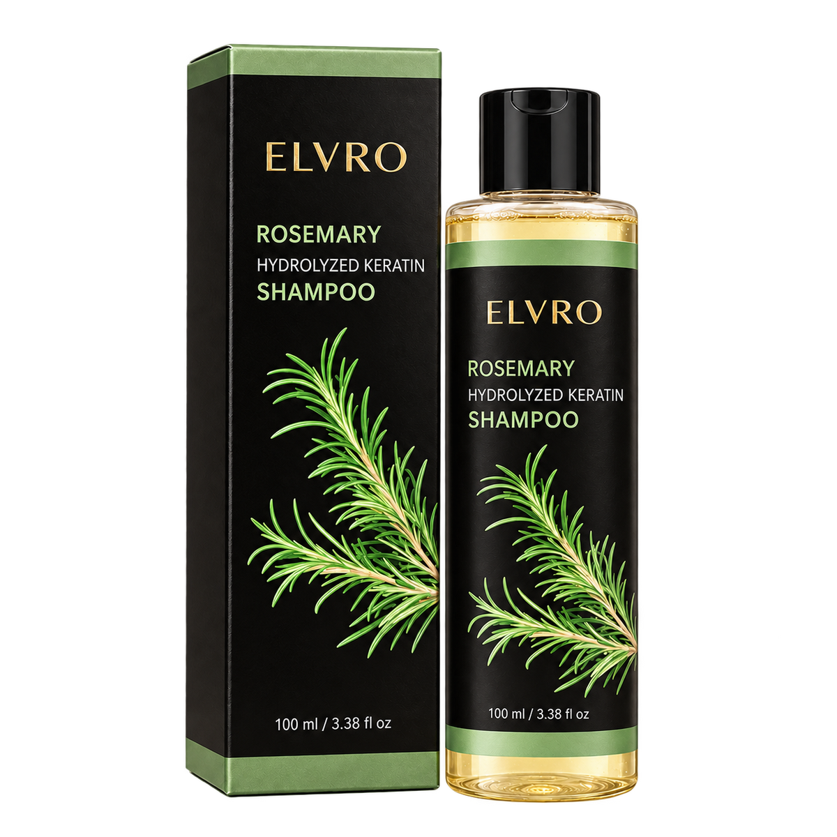 ELVRO Rosemary shampoo bottle and box